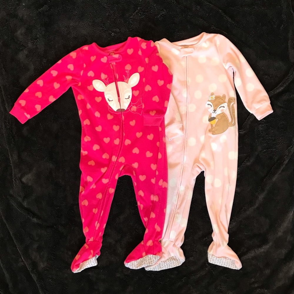 Set of 2 Carter's Pink Footed Sleepers